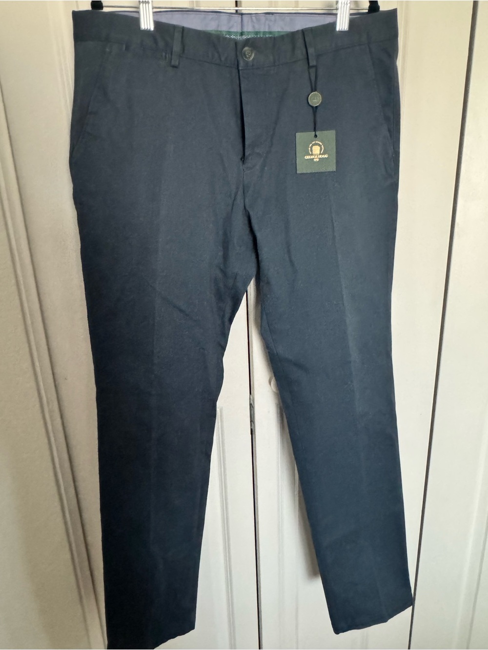 George Hogg Men’s Navy Chino Pants Size 52 EU NWT Slim Tailored Flat Front